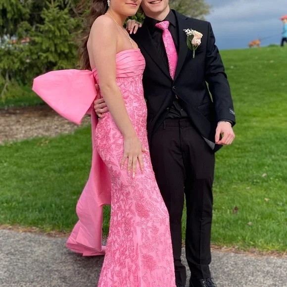 Amarra pink beaded formal gown